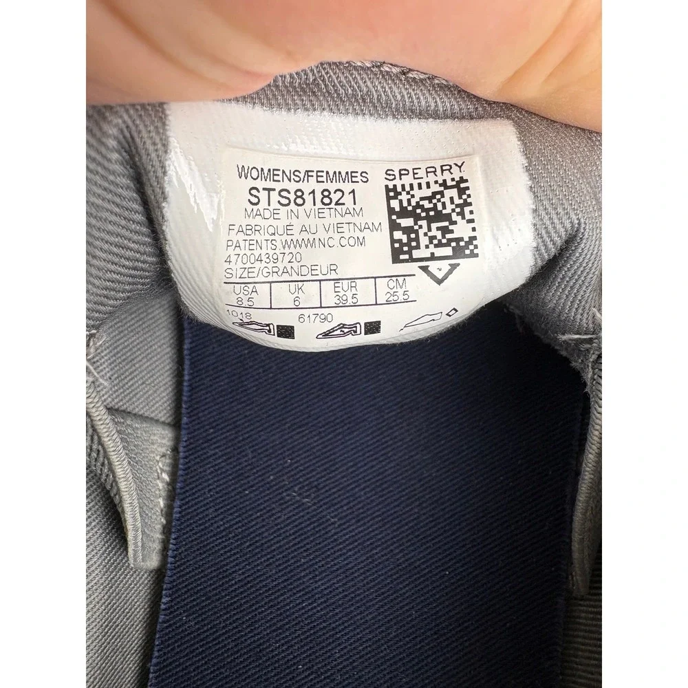 Sperry Lounge Away Women's 8.5 Gray Canvas Boat Shoe Sneakers Clean Girl Sneaker